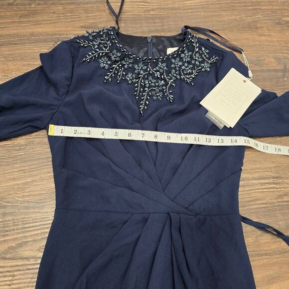 Mac Duggal 55713 Beaded Long Sleeve Gown Midnight Navy Size 2 NWT - Picture 13 of 15